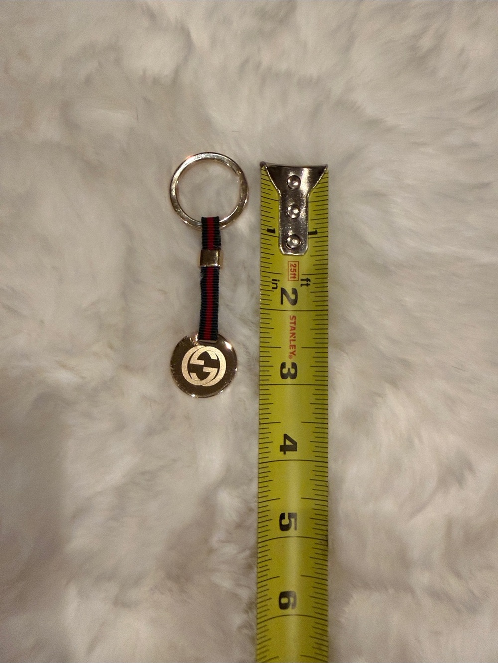 Gucci Red and Green Web Stripe Gold-Tone Logo Keyring - Picture 9 of 9